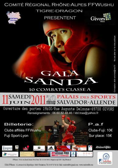 affiche gala Sanda 2011 à Givors - école tigre et dragon